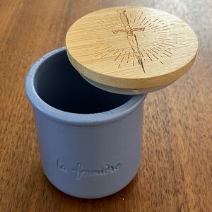 La Fermiere Blue Ceramic Jar with Bamboo Lid